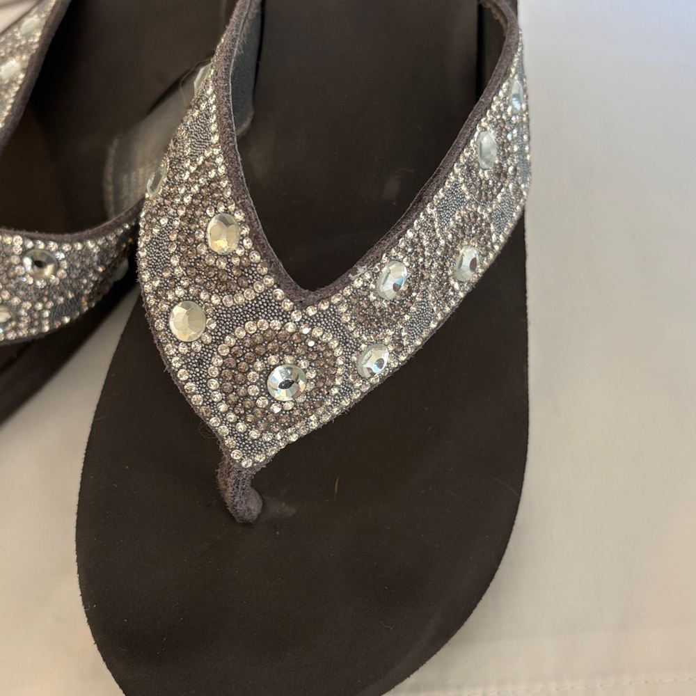 Yellow Box dark grey and Silver Embellished Sandals